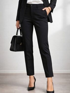 GAP Double Knit Girlfriend Pants Womens 00 Black Slim Ankle